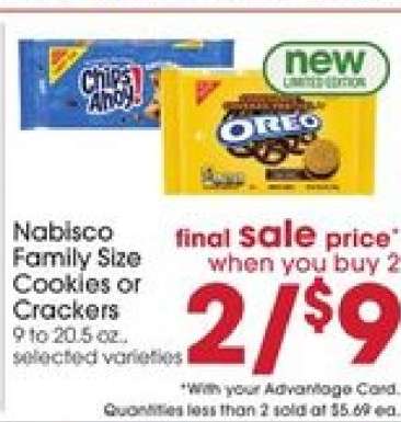 Nabisco Family Size Cookies or Crackers