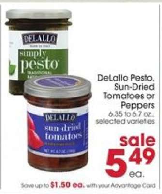 DeLallo Pesto, Sun-Dried Tomatoes or Peppers