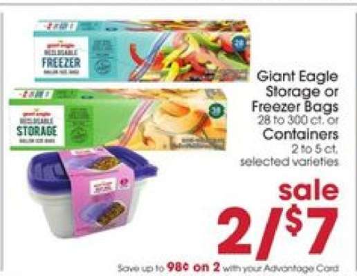 Giant Eagle Storage or Freezer Bags or Containers