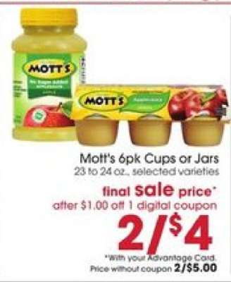 Mott's 6pk Cups or Jars