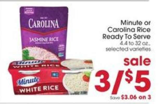Minute or Carolina Rice Ready To Serve