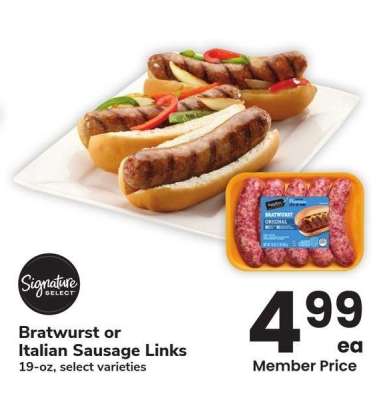 Bratwurst or Italian Sausage Links - 19 - oz, select varieties