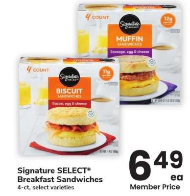 Signature SELECT® Breakfast Sandwiches - 4 - ct, select varieties