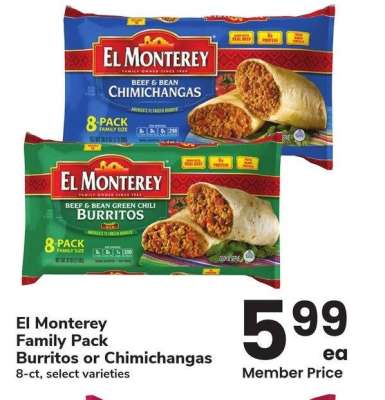 El Monterey Family Pack Burritos or Chimichangas - 8-ct, select varieties