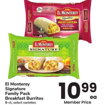 El Monterey Signature Family Pack Breakfast Burritos - 8-ct, select varieties