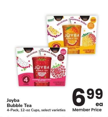 Joyba Bubble Tea - 4-Pack, 12-oz Cups, select varieties