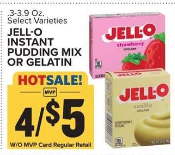 Jell-O Instant Pudding Mix or Gelatin