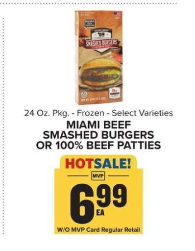 Miami Beef Smashed Burgers or 100% Beef Patties