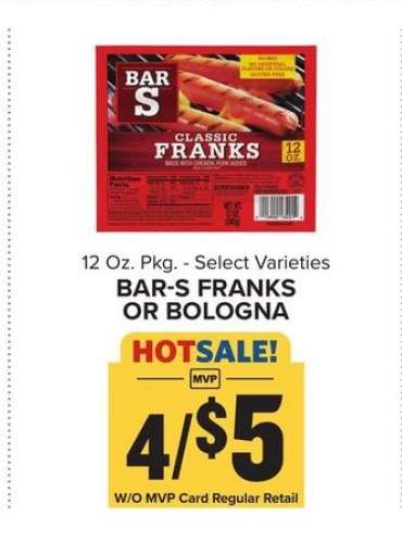 Bar-S Franks or Bologna