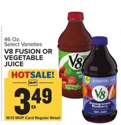 V8 Fusion or Vegetable Juice