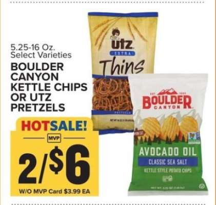 Boulder Canyon Kettle Chips or Utz Pretzels