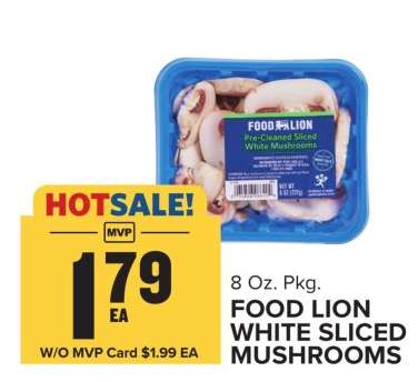 Food Lion White Sliced Mushrooms