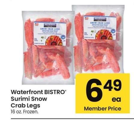 Waterfront BISTRO® Surimi Snow Crab Legs - 16 oz. Frozen.