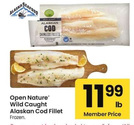Open Nature® Wild-Caught Alaskan Cod Fillet - Frozen.