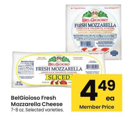Belgioioso Fresh Mozzarella Cheese - 7-8 oz., Selected varieties.
