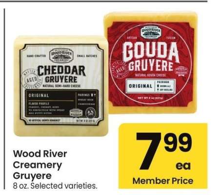 Wood River Creamery Gruyere - 8 oz. Selected varieties.