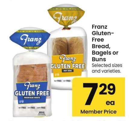 Franz Gluten-Free Bread, Bagels or Buns - Selected sizes and varieties.