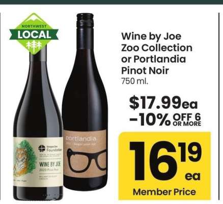 Wine by Joe Zoo Collection or Portlandia Pinot Noir - 750 ml.
