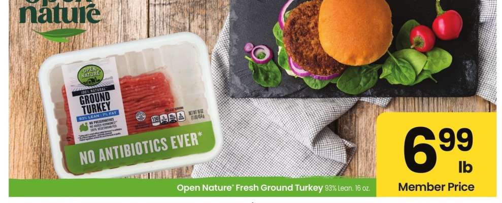 Open Nature® Fresh Ground Turkey - 93% Lean. 16 oz.