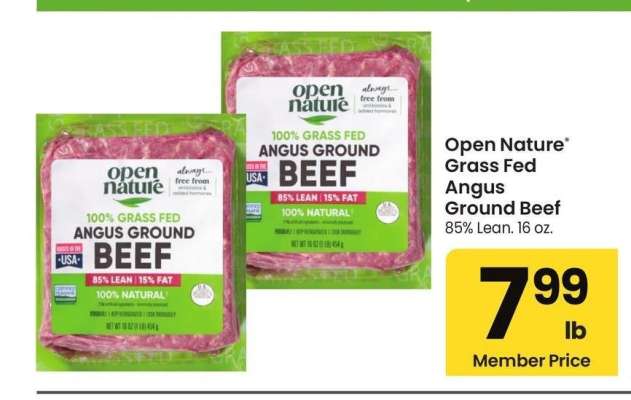 Open Nature® Grass Fed Angus Ground Beef - 85% Lean. 16 oz.