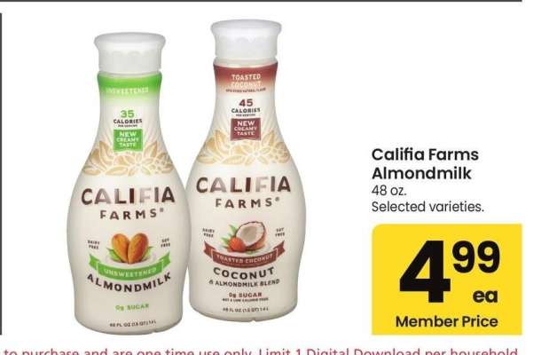 Califia Farms Almondmilk - 48 oz. 
Selected varieties.