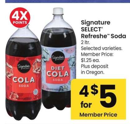Signature SELECT® refreshe™ Soda - 2 ltr., Selected varieties.

Member Price: $1.25 ea.