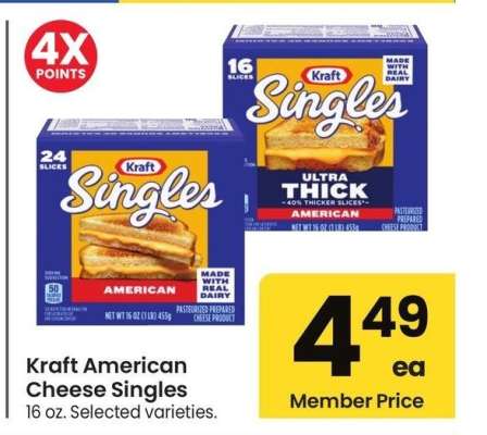 Kraft American Cheese Singles - 16 oz. Selected varieties.