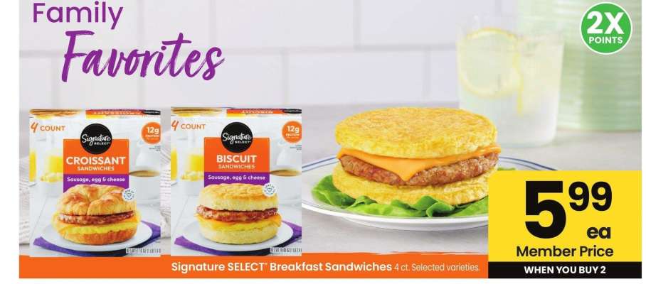 Signature SELECT® Breakfast Sandwiches - 4 ct., Selected varieties.
