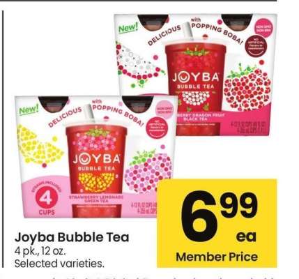 Joyba Bubble Tea - 4 pk., 12 oz. Selected varieties.