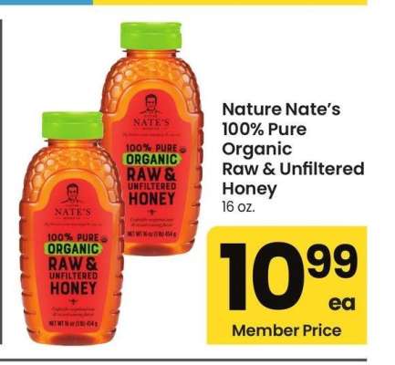 Nature Nate's 100% Pure Organic Raw & Unfiltered Honey - 16 oz.