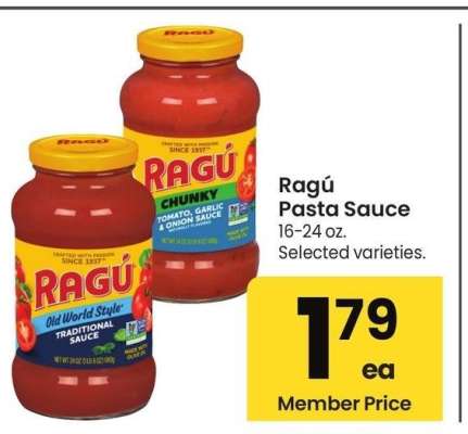 Ragú Pasta Sauce - 16-24 oz. Selected varieties.