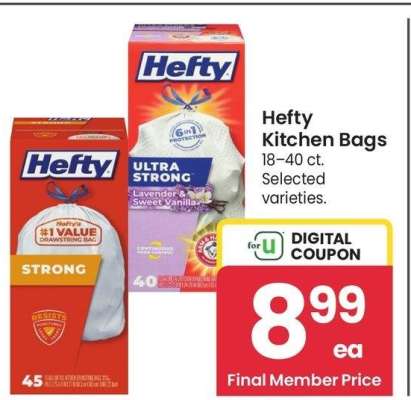 Hefty Kitchen Bags - 18-40 ct., Selected varieties.