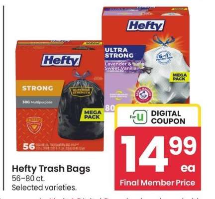 Hefty Trash Bags - 56-80 ct., Selected varieties.