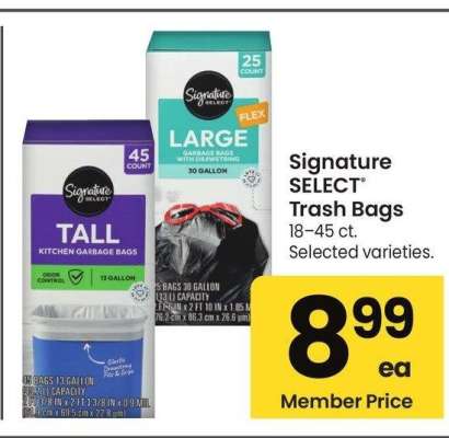 Signature SELECT® Trash Bags - 18-45 ct. Selected varieties.