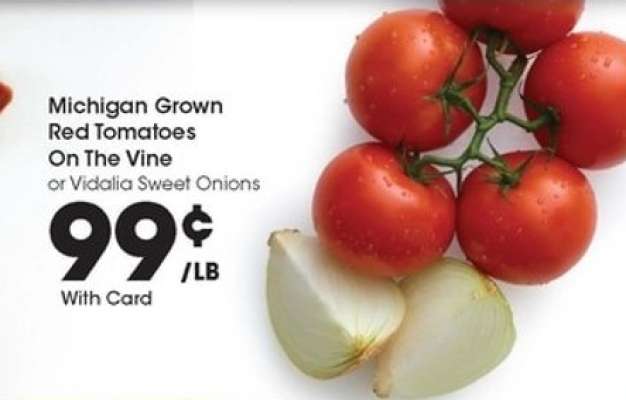Michigan Grown Red Tomatoes On The Vine or Vidalia Sweet Onions