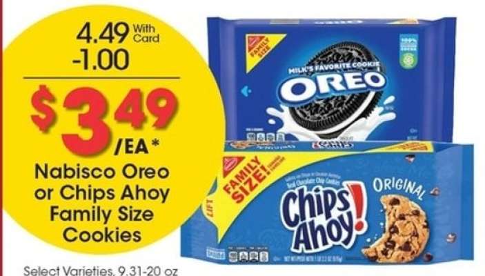 Nabisco Oreo or Chips Ahoy Family Size Cookies
