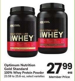 Optimum Nutrition Gold Standard 100% Whey Protein Powder - 23.59 to 25.6 - oz, select varieties