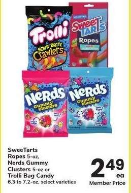 SweeTarts Ropes 5-oz, Nerds Gummy Clusters 5-oz or Trolli Bag Candy 6.3 to 7.2-oz - select varieties