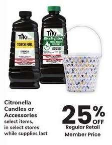 Citronella Candles or Accessories - select items