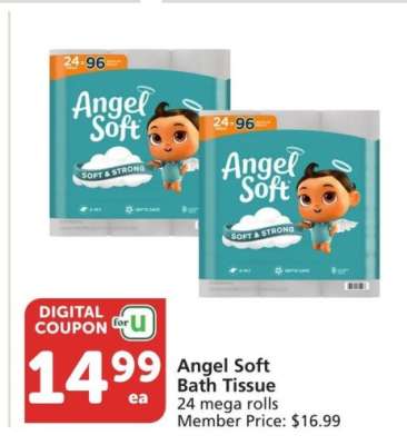 Angel Soft Bath Tissue - 24 mega rolls
Member Price: $16.99