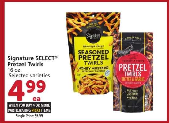 Signature SELECT® Pretzel Twirls - 16 oz.
Selected varieties
Single Price: $5.99