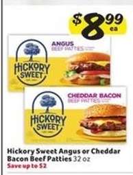 Hickory Sweet Angus or Cheddar Bacon Beef Patties