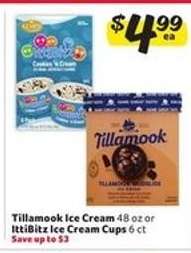 Tillamook Ice Cream or IttiBitz Ice Cream Cups