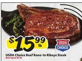 USDA Choice Beef Bone-In Ribeye Steak