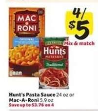 Hunt's Pasta Sauce or Mac-A-Roni