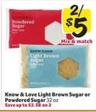 Know & Love Light Brown Sugar or Powdered Sugar
