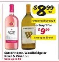 Sutter Home, Woodbridge or River & Vine