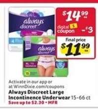 Always Discreet Large Incontinence Underwear