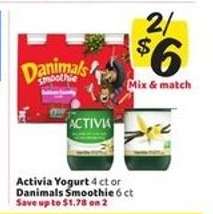 Activia Yogurt or Danimals Smoothie