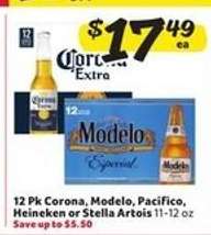 12 Pk Corona, Modelo, Pacifico, Heineken or Stella Artois